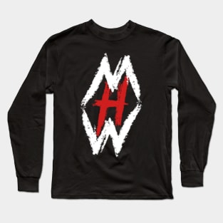 Large White and Red Hidden Wisdom Logo Long Sleeve T-Shirt